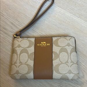 Coach Beige and Brown Wristlet